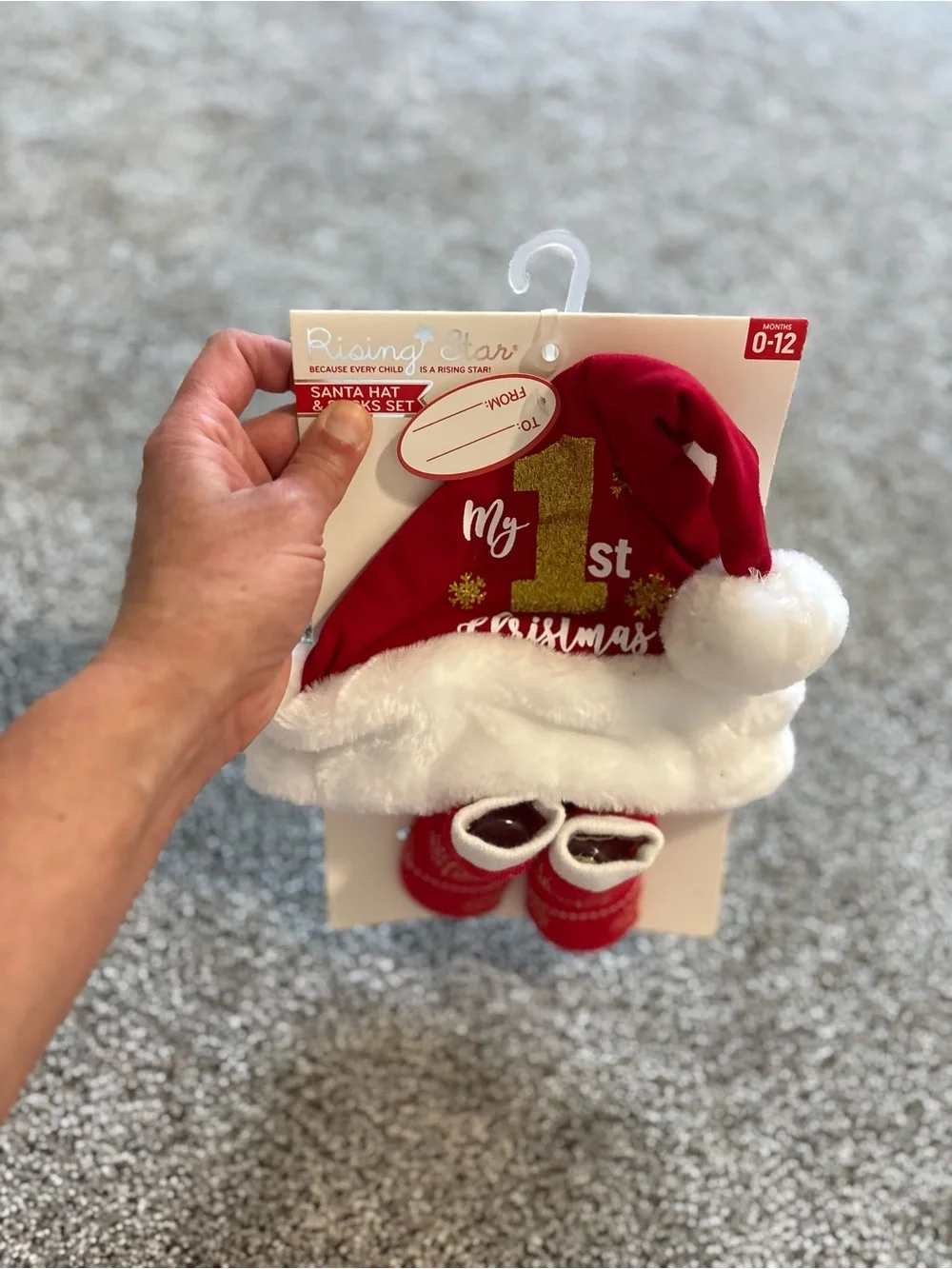 My First Christmas Baby Bib & Hat Set - Red